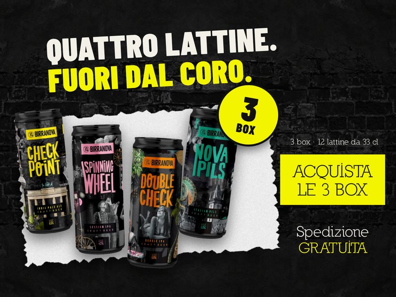 Quattro lattine. Fuori dal coro. 3 box, 12 lattine da 33 cl, spedizione gratuita